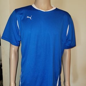 PUMA Sport Lifestyle Men's Blue& White Short Sleev